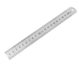 uxcell 尺　定規　測定ツール　ステンレス鋼　ストレート　20cm　シルバートーン　1mm 0.5mm精度