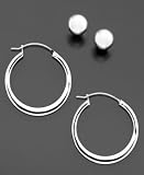 Sterling Silver Ball Studs & Hoop Earrings Set