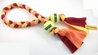 Braided Fleece Rope Tug With 2 Balls 48 inches