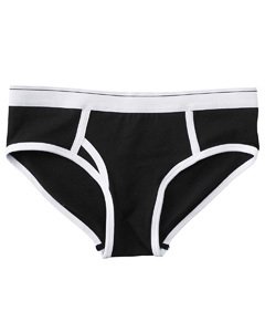 Bella Ladies 6.5 oz. Logan Cotton/Spandex Boyfriend Brief - BLACK/WHITE - Medium