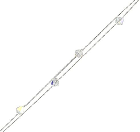 JessyMoon Swarovski Elements Crystal Bracelet Silver Tone Women Jewelry Party Weeding, Dia 1.9"-2.4"