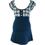 Blue Plaid Maternity Short Sleeve Shirt