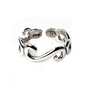 Sterling Silver Antique Style Toe Ring - 6mm Band Width