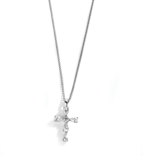 Platinum Plated Cross Pendant Necklace