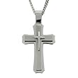 Stainless Steel Men's Large Cross Pendant with 24 Inches Curb Chain