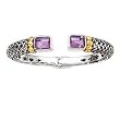 925 Silver & Amethyst Basket-Weave Cuff Bracelet with 14k Gold Accents