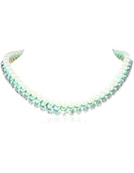 Adia Kibur Aqua Ribbon Pearl Rhinestone Necklace, 21"+3 inch extender