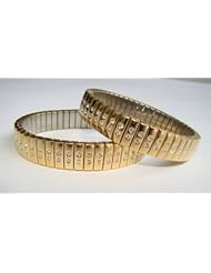 Gold Cuff with 2 Blue Crystals