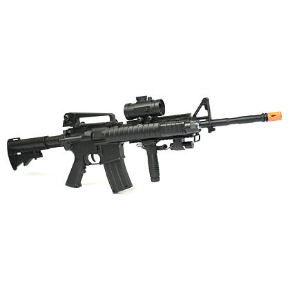 Heavy M4 M16 Replica Airsoft Gun Double Eagle M83 A2 Full Automatic Electric Rifle w/ LASER LIGHT