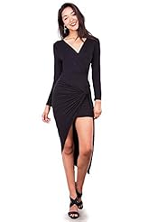 Junior Sexy Long Sleeves Asymmetric Plunging Neck Rayon/Spandex  Dress