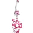 Pink Cubic Zirconia Polka Dot Mushroom Belly Ring