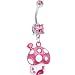 Pink Cubic Zirconia Polka Dot Mushroom Belly Ring