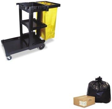 KITRCP617388BKWBIRNW4620 - Value Kit - EarthSense Recycled Can Liners (WBIRNW4620) and Rubbermaid Cleaning Cart with Zippered Yellow Vinyl Bag, Black (RCP617388BK)