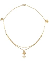 14k Yellow Gold Anklet (Ankle Bracelet) Flower Charms Pendants