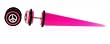 Fake Acrylic Taper - Hot Pink with White Peace Sign - 16g Wire Stud - 0 Gauge - 49.75mm Length - Sold as a Pair