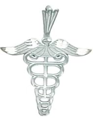 14K White Gold Caduceus Charm Pendant FindingKing