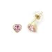 14K Gold Stud Earring Pink CZ Heart Yellow Gold Earring W/ Safety-Back For Kids & Teens