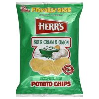 Herr's Potato Chips, Rippled, Sour Cream & Onion, Family Size, 10.5oz, (pack of 3)
