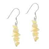 Sterling Silver .925 Genuine Mother of Pearl MOP Stone Chip Dangle Earrings