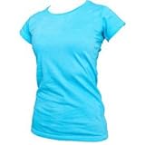 Neon Blue Solid color Classic Super soft 100% cotton longer womens and girls tee shirt, Youth Medium