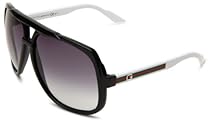 Hot Sale Gucci 1622/S Aviator Sunglasses,Black & White Frame/Grey Gradient Lens,One Size