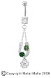 DANGLING GREEN GOOD LUCK CHARMS NAVEL RING