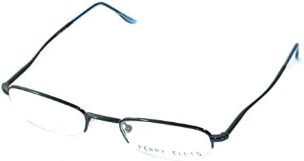 Perry Ellis Ophthalmic Bottom Rimless Rectangle Metal Frame, PE 190 3 Cobalt Blue