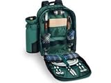 Picnic Backpack Capri w/ Wine Duffle Set For 2 - Black/Irish Plaid by Picnic Time