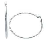 14k White Gold Classic Large Round Hoop Earrings 2