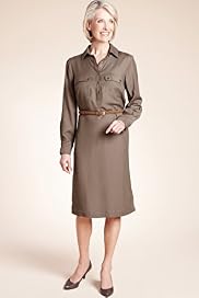 Classic Collection Flap Pockets Plain Dress with Belt