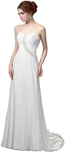 Helen Fontaine Sweetheart Crystals Beading Chiffon Wedding Gown US16 Ivory