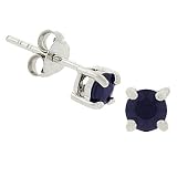 Image of Genuine Sapphire Round .925 Sterling Silver Stud Earrings