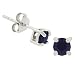 Genuine Sapphire Round .925 Sterling Silver Stud Earrings
