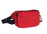 Fanny Pack Travel Bag Money Bag Waist Bag with 3 Zippered Compartments, Red