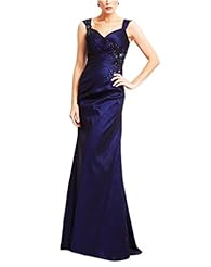 Satin Mermaid Applique Lace Evening Dress/Mother-of-the-Bride Dress/Prom Dress/Wedding Party Dress 