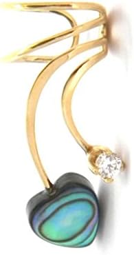Gold Vermeil Abalone Heart and Cubic Zirconia Ear Cuff Right Ear Made in USA