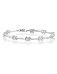 14K White Gold Hollow Stampato Flower 6.0mm Wide Bracelet