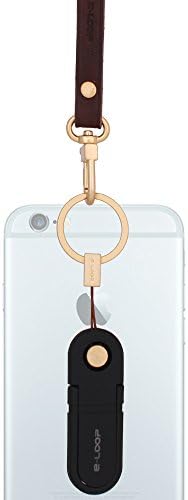 Eloop Genuine Leather Neck Strap with Stand for Quick Stand Ring for Iphone6 Plus Galaxy S5 Nokia Lumia Dark Brown+black