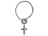 .64CTW MULTI GEM STERLING SILVER 18KT OVER STERLING SILVER CROSS CHARM BRACELET