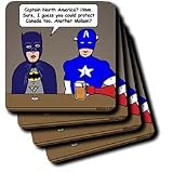 Rich Diesslins Funny General Cartoons - Super Hero Parody with Batman and Captain America at the bar - Coasters
