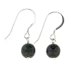 Anna Perrone Green Speckled Round Glass Bead Earrings Finished with .925 Sterling Silver