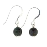 Anna Perrone Green Speckled Round Glass Bead Earrings Finished with .925 Sterling Silver