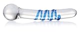 Don Wand Curved Double Head Glass Pleasure Wand, Blue Swirl