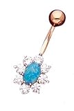 Search : Synthetic Blue Opal Flower Cluster 14 karat Gold Belly Button Ring