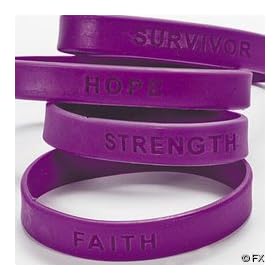 Click here to buy 144 PURPLE SILICONE CANCER AWARENESS BRACELETS (Receive 144 Per Order) by Jeirles Wholesale.
