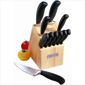 Brand-New Oneida 12-Pc Soft Touch Cutlery Set W/ Block Serrated Blades Never Need Sharpening
