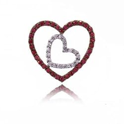 Ruby and Diamond Heart Pendant in 14 Karat White Gold