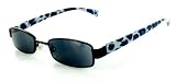 Wildthings Full Sun Readers Sunglasses (NOT A BIFOCAL) for youthful and active men and women who like to look great while reading in comfort in the sun. (Black/Blue w/ Smoke Lens +2.00)