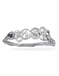 Sterling Silver Oxidized Abstract Bangle with Black Onyx