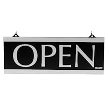 U.S. Stamp & Sign HeadLine Century Series 5x13 Inch Double Sided Open/Closed Sign, Black and Silver, 4246
